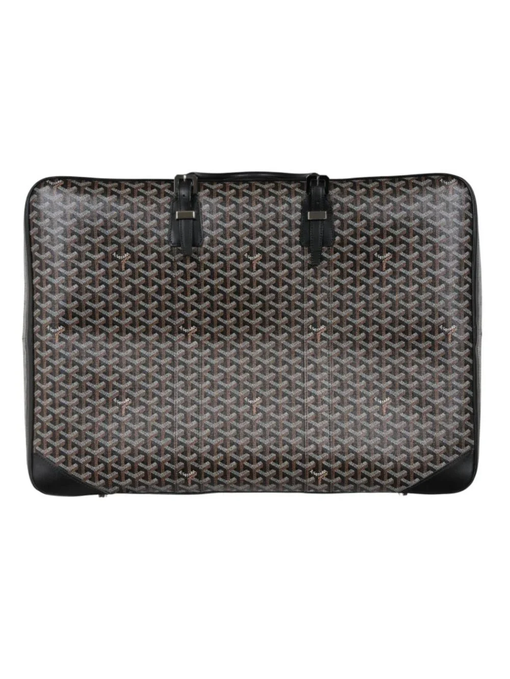 Goyard Black Goyardine Canvas Leather Majordome 60 Travel Trunk Luggage Bag